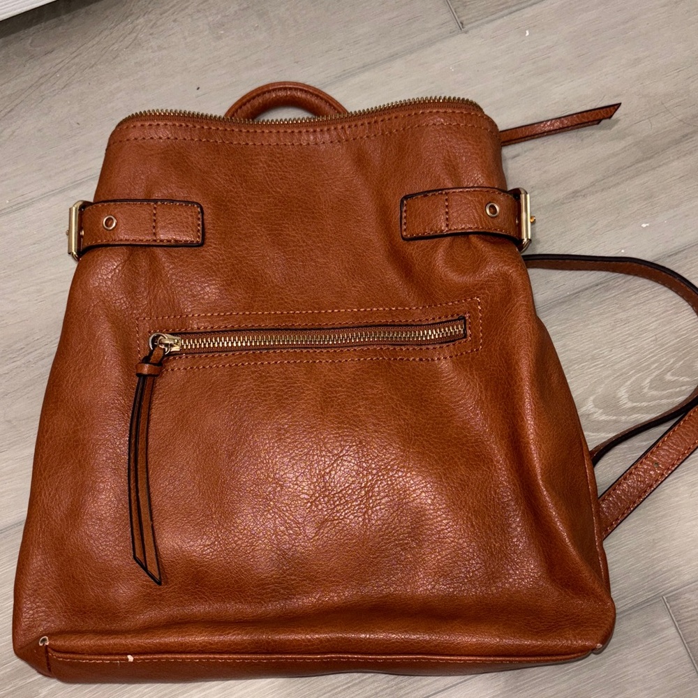 Sole Society Rich Brown Leather Backpack